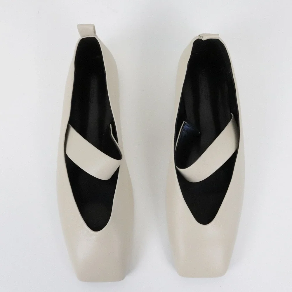 Tony Bianco Hawaii Flat 9 Vanilla Nappa Leather Square Toe Mary Jane